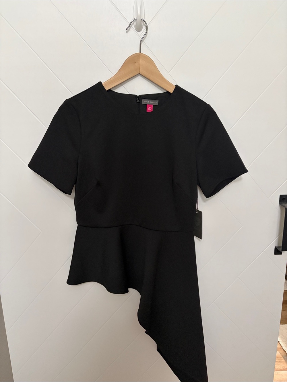 Vince Camuto Black Asymmetric Peplum Tunic
